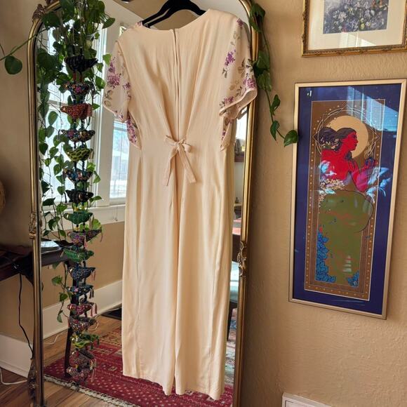 Vintage Christopher & Banks Pale Yellow Short Sleeve Maxi Dress Size 12 - Picture 9 of 10